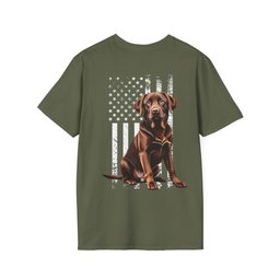 Chocolate Labrador USA Flag Backside T Shirt Gift For Dog Lover
