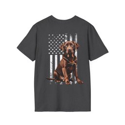 Chocolate Labrador USA Flag Backside T Shirt Gift For Dog Lover