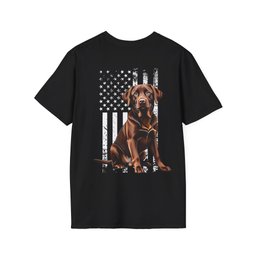 Chocolate Labrador USA Flag Backside T Shirt Gift For Dog Lover