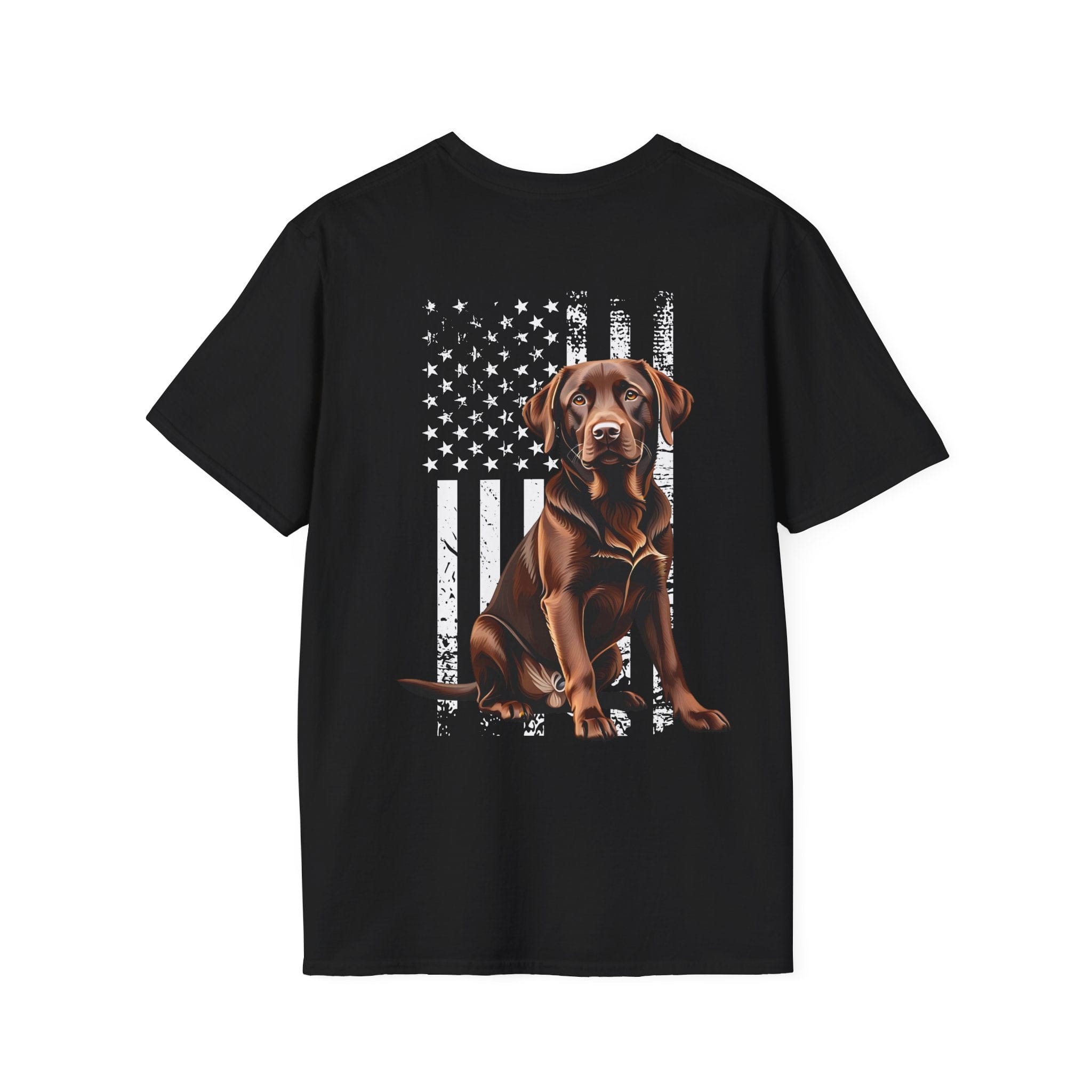 Chocolate Labrador USA Flag Backside T Shirt Gift For Dog Lover