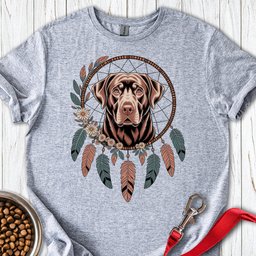 Chocolate Labrador Boho Dream Catcher T Shirt Gift For Dog Lover