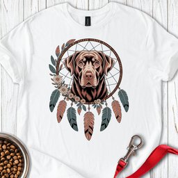 Chocolate Labrador Boho Dream Catcher T Shirt Gift For Dog Lover