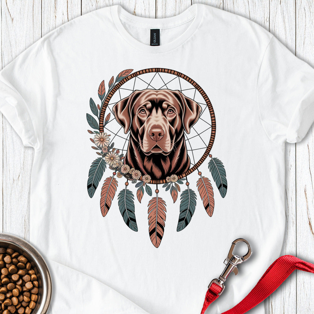 Chocolate Labrador Boho Dream Catcher T Shirt Gift For Dog Lover