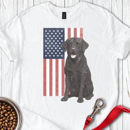 Chocolate Labrador USA Flag Faded T Shirt Gift For Dog Lover