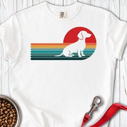 Dachshund Retro Sunset Premium Tee Gift For Dog Lover