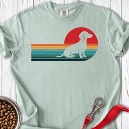 Dachshund Retro Sunset Premium Tee Gift For Dog Lover