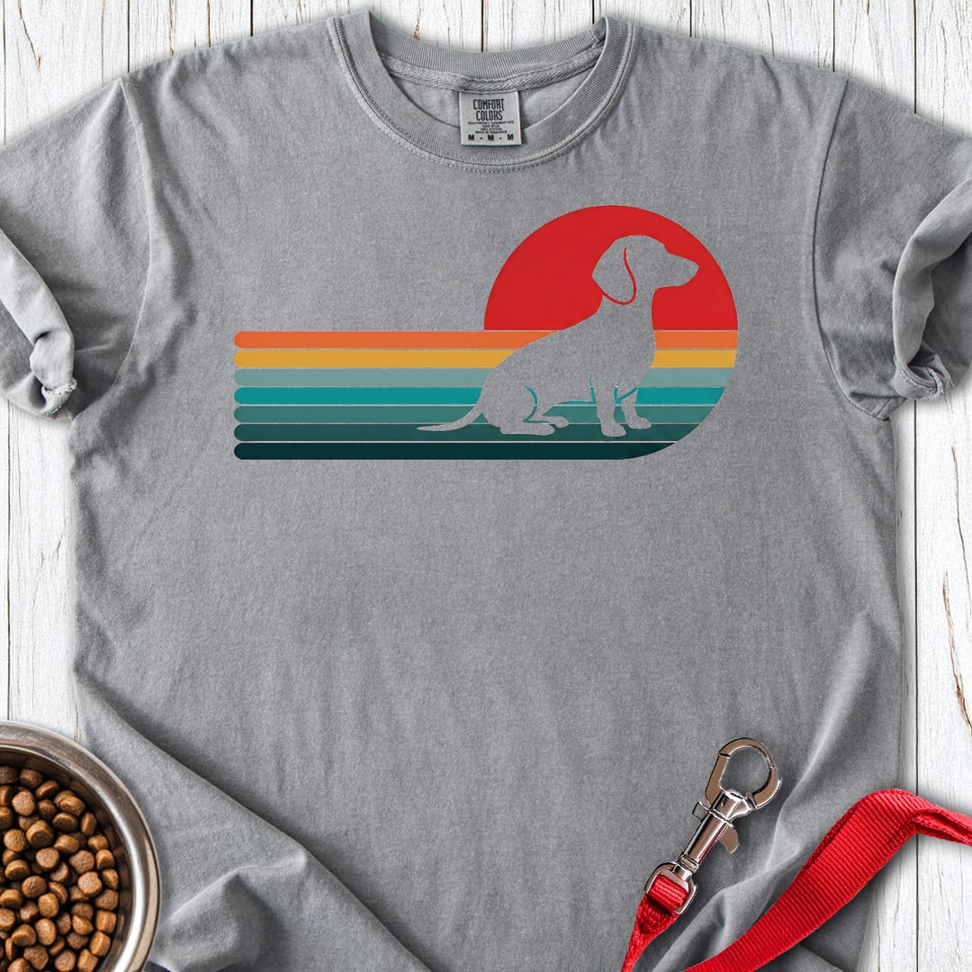 Dachshund Retro Sunset Premium Tee Gift For Dog Lover