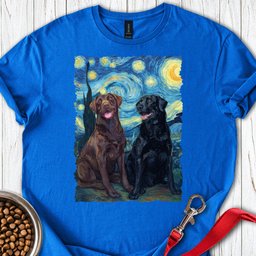 Chocolate And Black Labrador Starry Night T Shirt Gift For Dog Lover