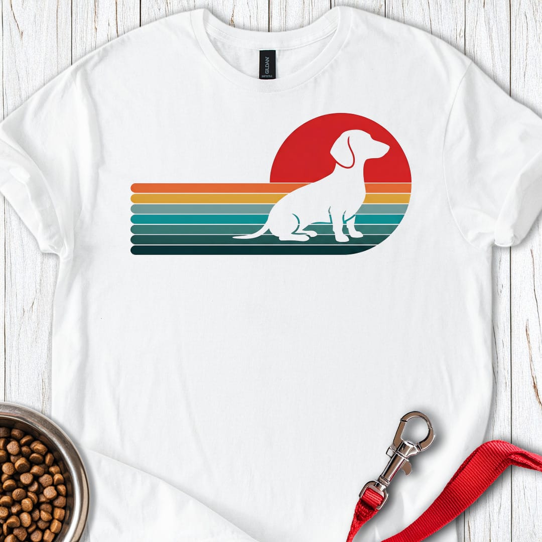 Dachshund Retro Sunset T Shirt Gift For Dog Lover