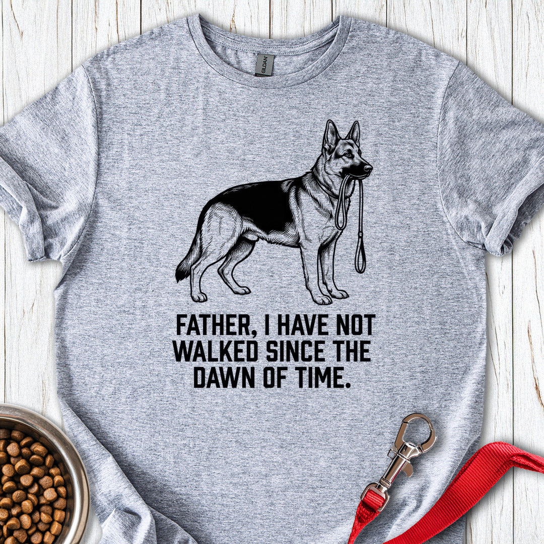 Father Walking German Shepherd T Shirt Gift For Dad
