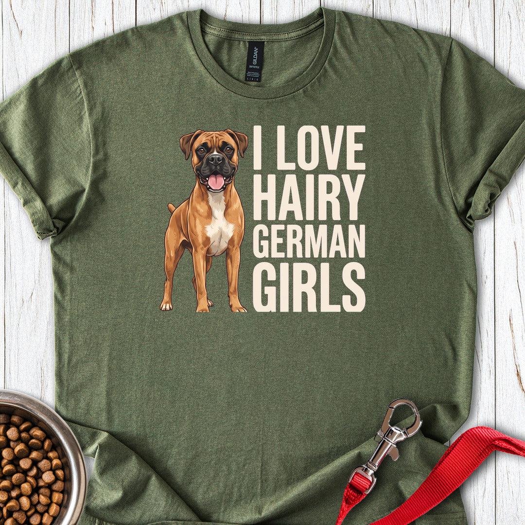 Fawn Boxer Hairy German Girl T Shirt Gift For Dog Lover