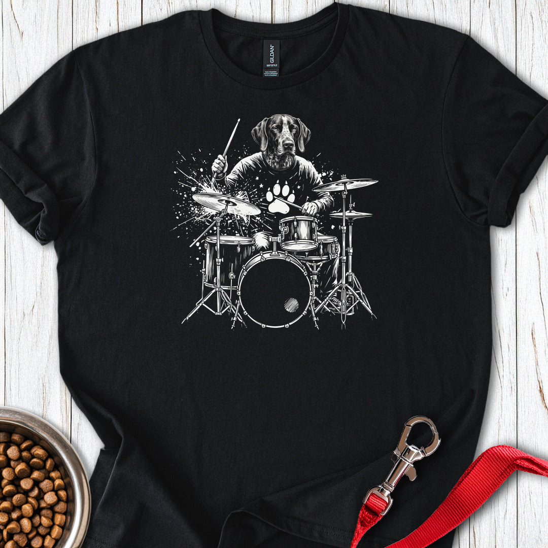 German Shorthaired Pointer Drummer T Shirt Gift For Dog Lover