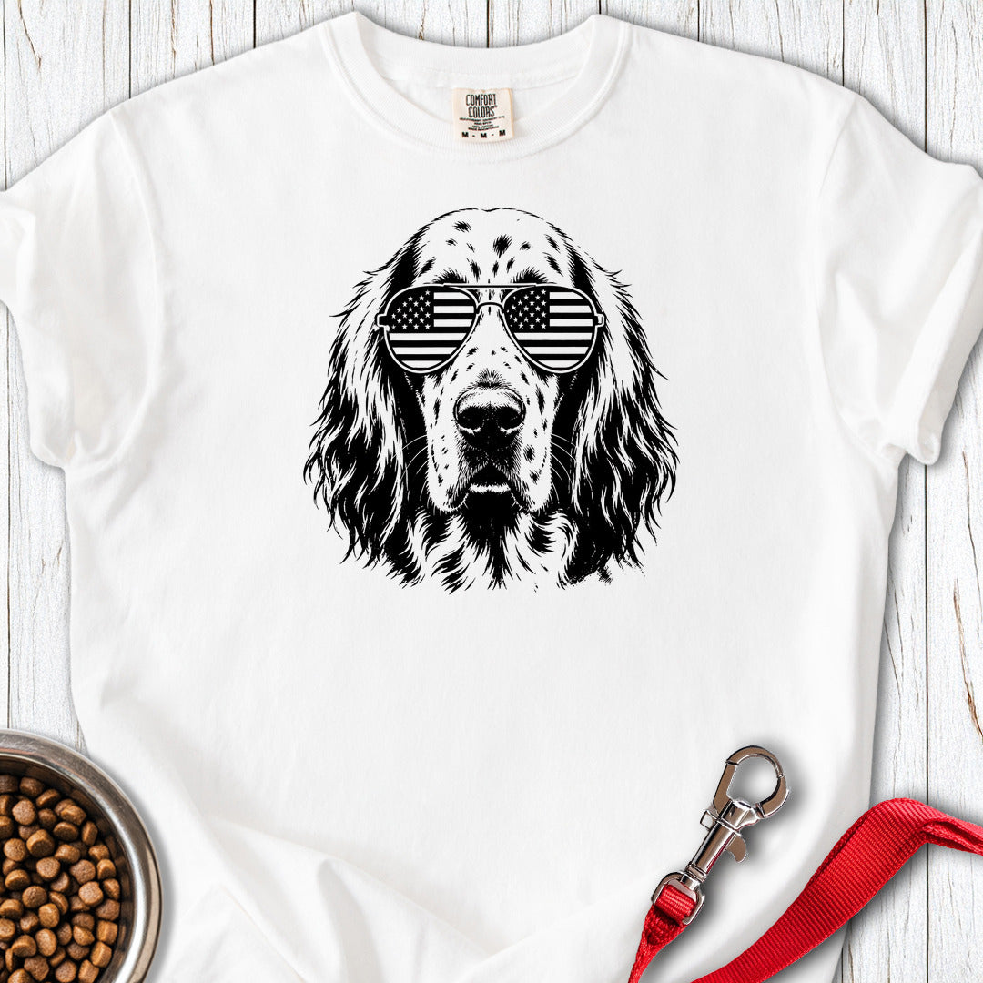 English Setter Flag Shades Premium Tee Gift For Dog Lover