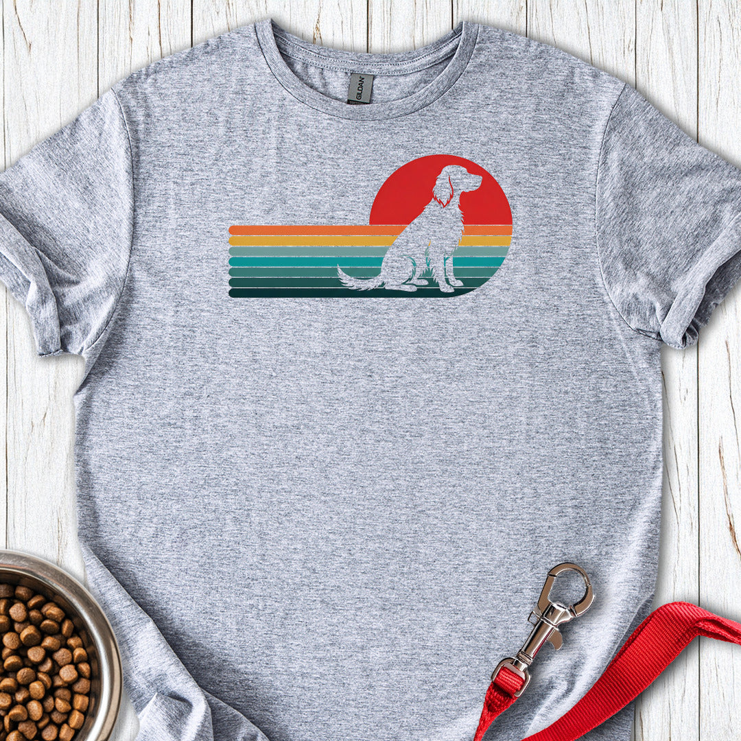 English Setter Retro Sunset T Shirt Gift For Dog Lover
