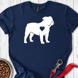 English Bulldog Heart Silhouette T Shirt Gift For Dog Lover