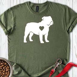 English Bulldog Heart Silhouette T Shirt Gift For Dog Lover