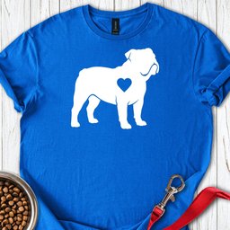 English Bulldog Heart Silhouette T Shirt Gift For Dog Lover