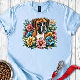 Floral Boxer T Shirt Gift For Dog Lover