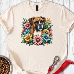 Floral Boxer T Shirt Gift For Dog Lover