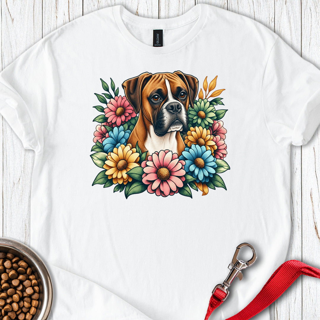 Floral Boxer T Shirt Gift For Dog Lover