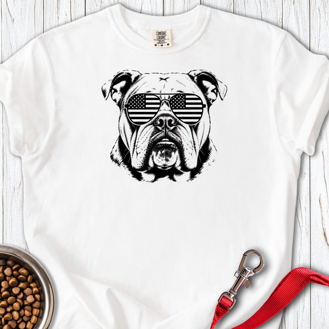 English Bulldog Flag Shades Premium Tee Gift For Dog Lover