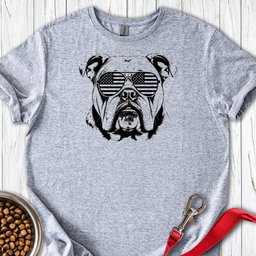 English Bulldog Flag Shades T Shirt Gift For Dog Lover