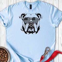 English Bulldog Flag Shades T Shirt Gift For Dog Lover