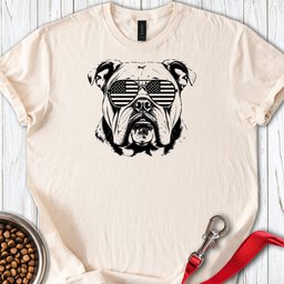 English Bulldog Flag Shades T Shirt Gift For Dog Lover