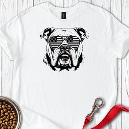 English Bulldog Flag Shades T Shirt Gift For Dog Lover
