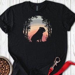English Bulldog Forest Sunset T Shirt Gift For Dog Lover