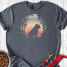 English Bulldog Forest Sunset T Shirt Gift For Dog Lover