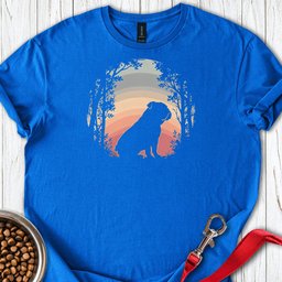 English Bulldog Forest Sunset T Shirt Gift For Dog Lover