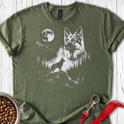 German Shepherd Moon T Shirt Gift For Dog Lover