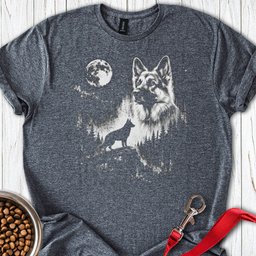 German Shepherd Moon T Shirt Gift For Dog Lover
