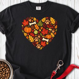 Fall Dog Heart Premium Tee Gift For Dog Lover