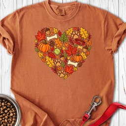 Fall Dog Heart Premium Tee Gift For Dog Lover
