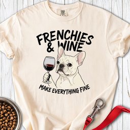 Frenchies And Wine Premium Tee Gift For Dog Lover