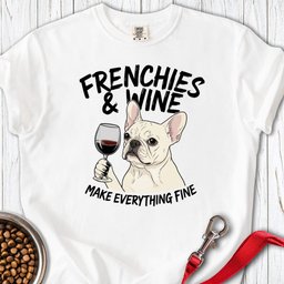 Frenchies And Wine Premium Tee Gift For Dog Lover