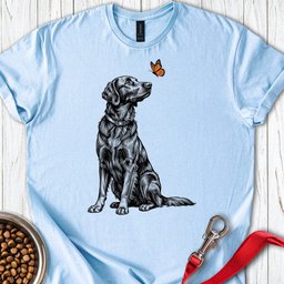 Flat Coated Retriever Butterfly T Shirt Gift For Dog Lover