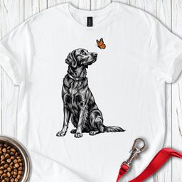 Flat Coated Retriever Butterfly T Shirt Gift For Dog Lover