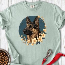 German Shepherd Flowers Premium Tee Gift For Dog Lover