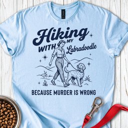 Hiking With My Labradoodle T Shirt Gift For Dog Lover