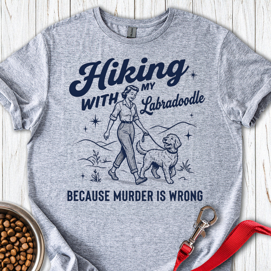 Hiking With My Labradoodle T Shirt Gift For Dog Lover