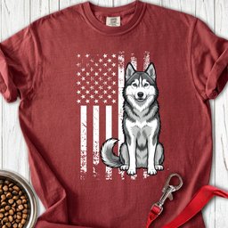 Husky USA Flag Premium Tee Gift For Dog Lover