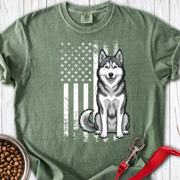 Husky USA Flag Premium Tee Gift For Dog Lover