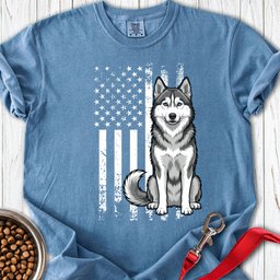 Husky USA Flag Premium Tee Gift For Dog Lover