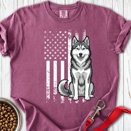 Husky USA Flag Premium Tee Gift For Dog Lover