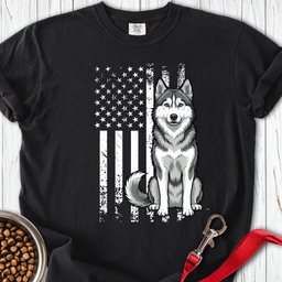Husky USA Flag Premium Tee Gift For Dog Lover