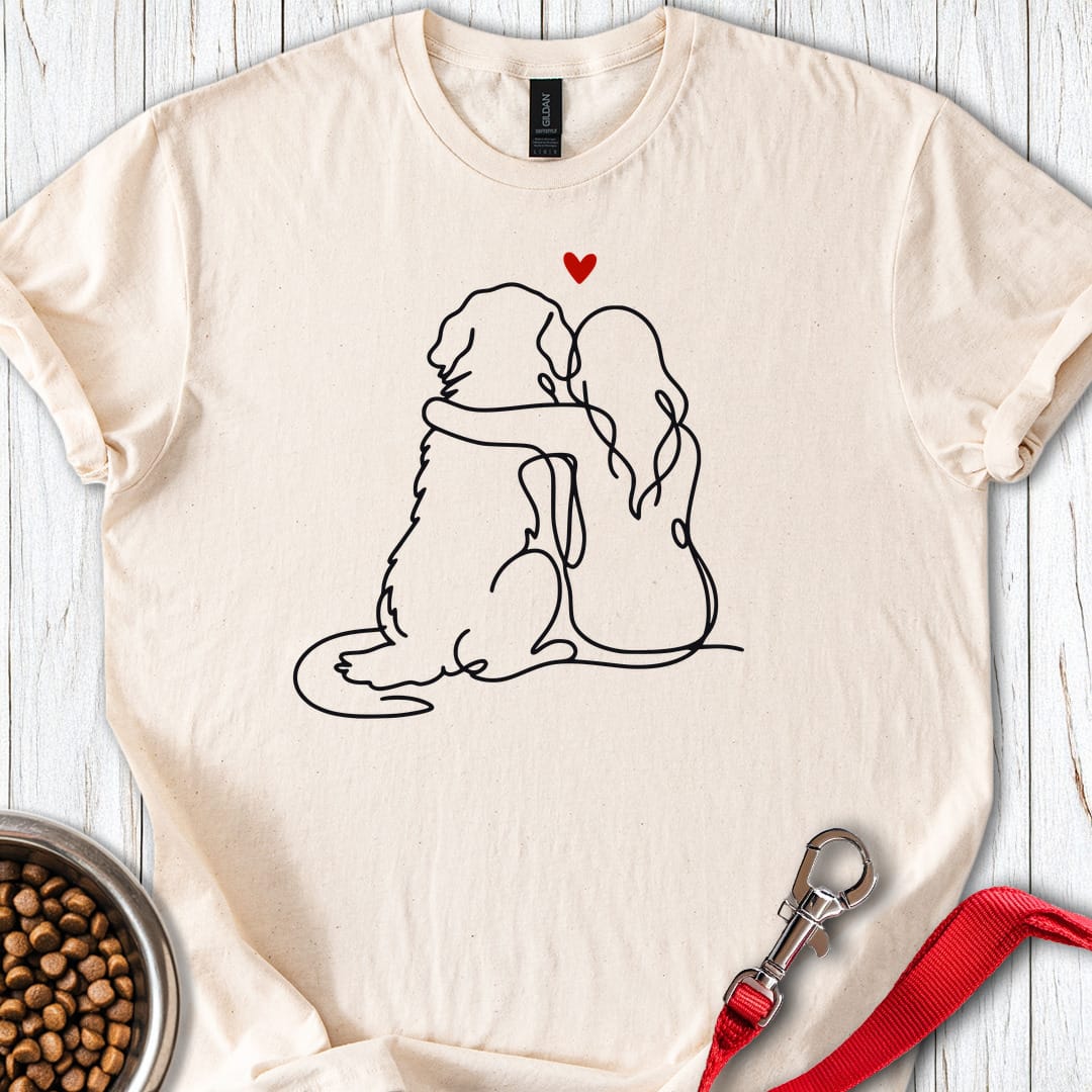 Golden Retriever And Girl Pink T Shirt Gift For Dog Lover