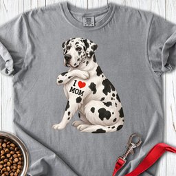 Harlequin Great Dane I Love Mom Premium Tee Gift For Mom